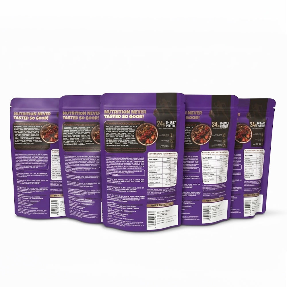 High Protein Muesli Dark Chocolate 75g, 24g Protein, High Fibre, Trans Fat Free with Brown Sugar, Real Fruits, Muesli for Breakfast Food, Muselies Fruit Nuts and Seeds 75g (Pack Of 5))