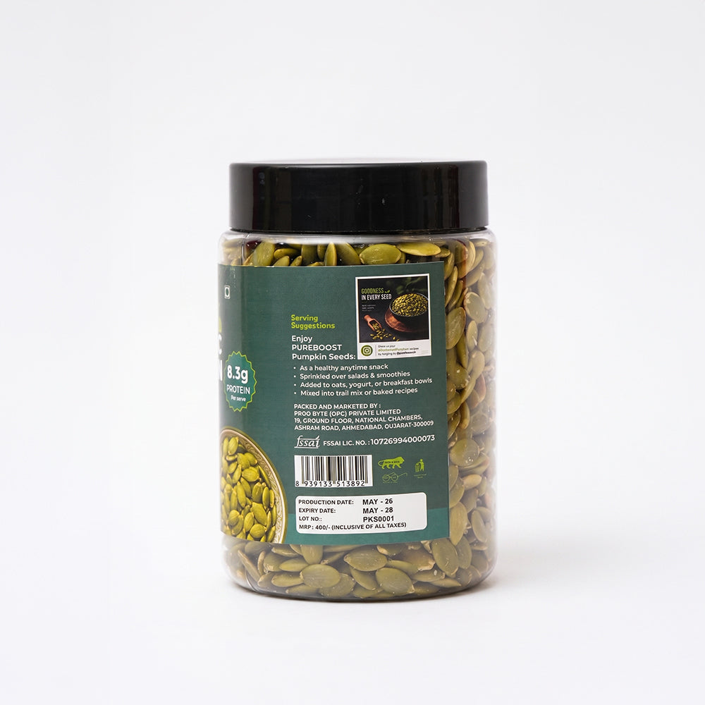 Pureboost Raw Pumpkin Seeds 250g – Organic, Premium Grade, High Protein, Keto & Vegan Friendly, Gluten-Free, Natural Pepitas for Snacking, Baking & Cooking