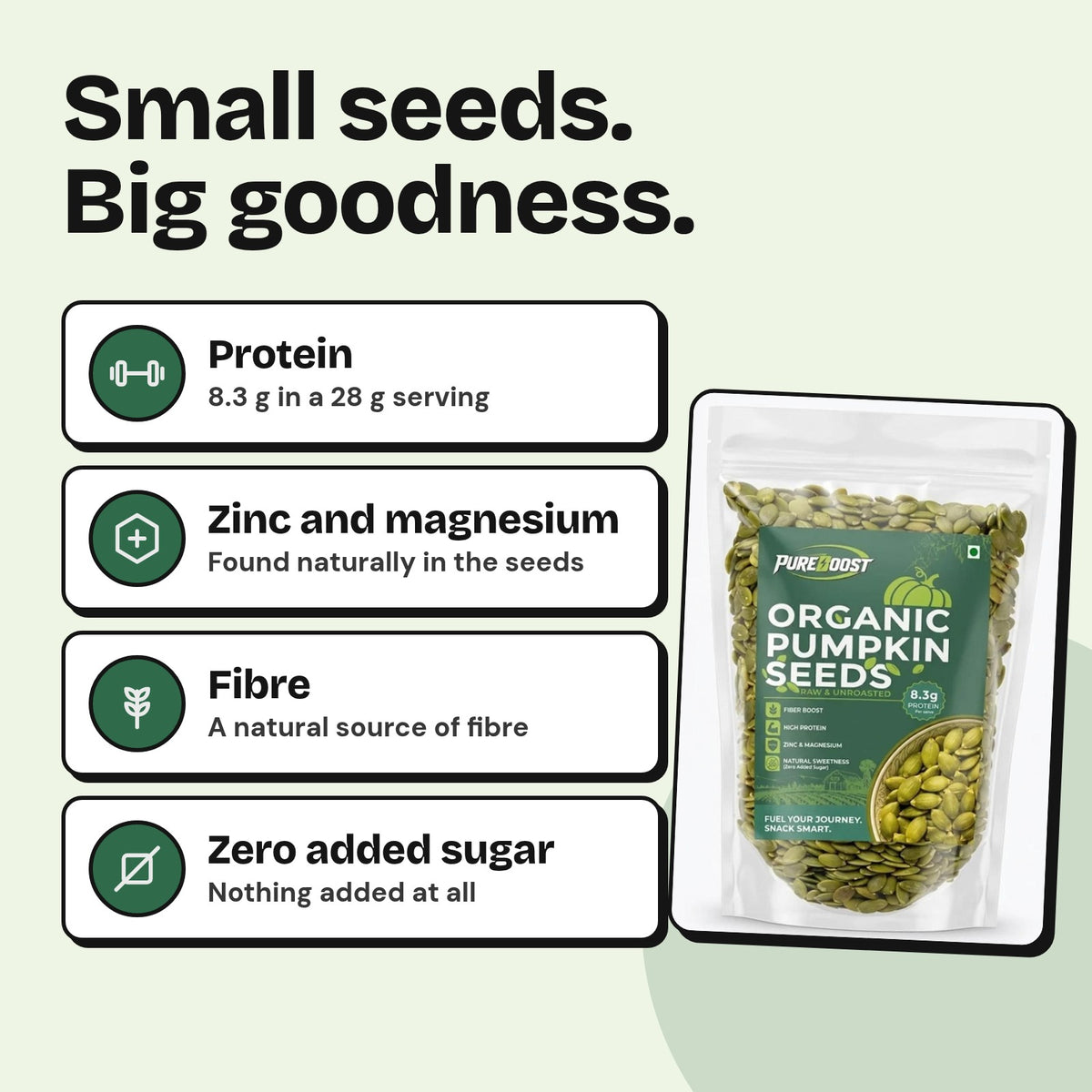 What is naturally in Pureboost Pumpkin Seeds 500 g
