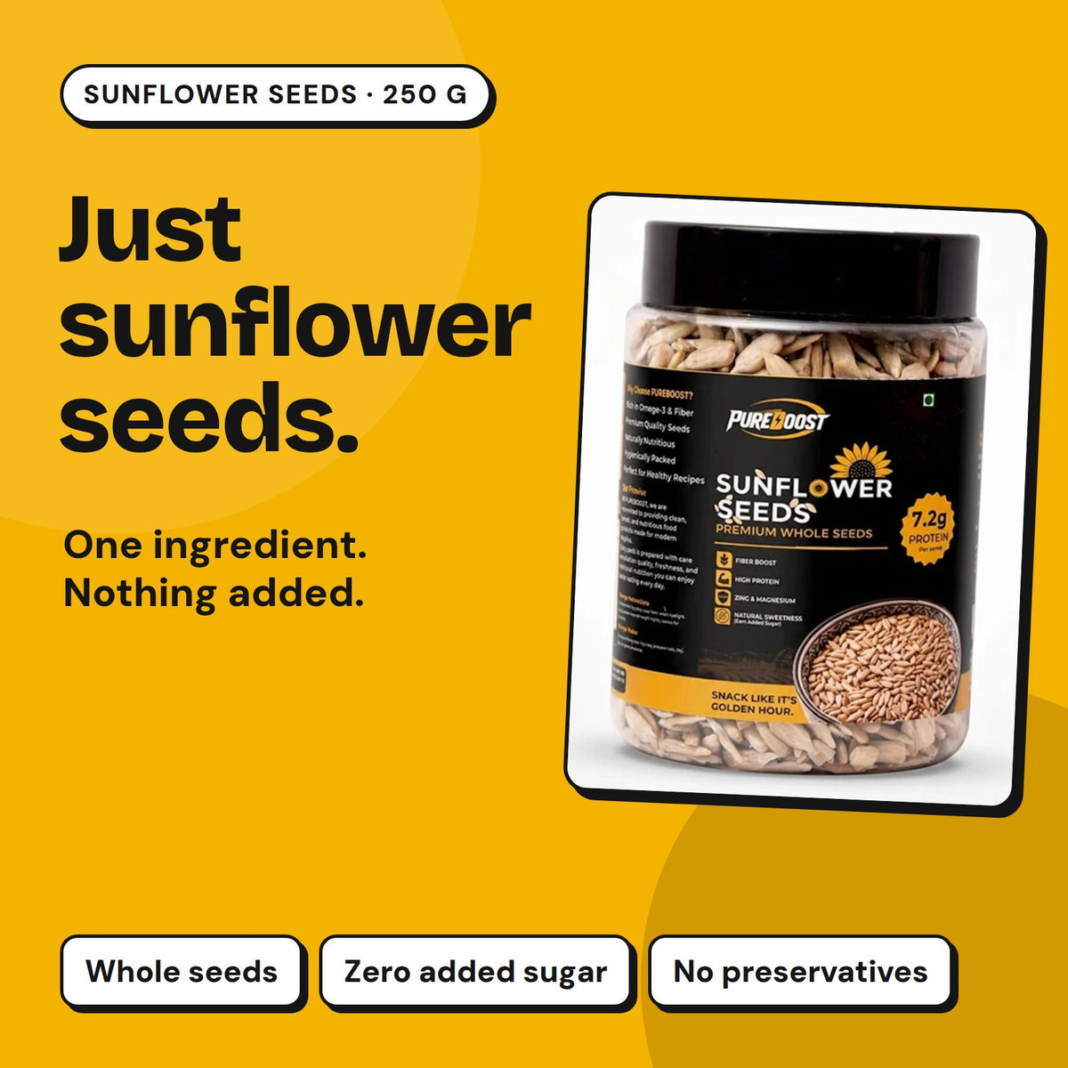 Pureboost Sunflower Seeds 250 g: one ingredient, nothing added