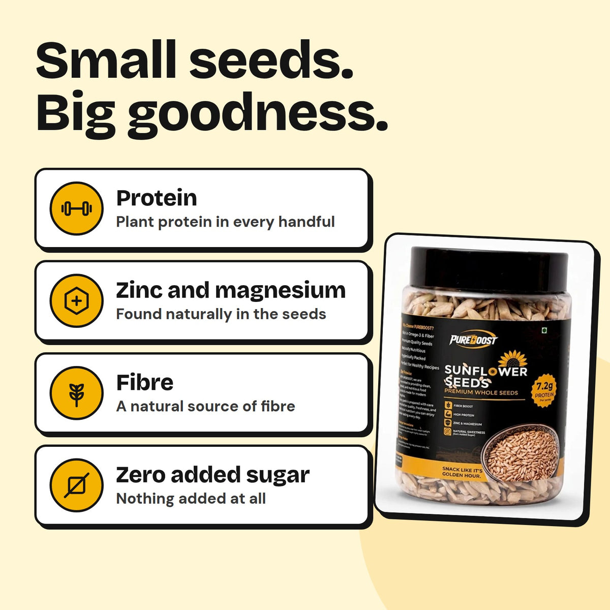 What is naturally in Pureboost Sunflower Seeds 250 g