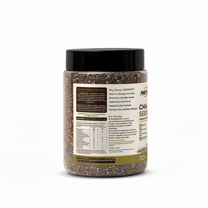 Pureboost Raw Chia Seeds 250g - Dirt & Stone Free Premium Chia Seeds | 30 days pack | High Fibre & Plant Protein | Helps with Weight Management | Good for Summer Hydration | Super Seeds for Smoothies, Oats & summer Drinks