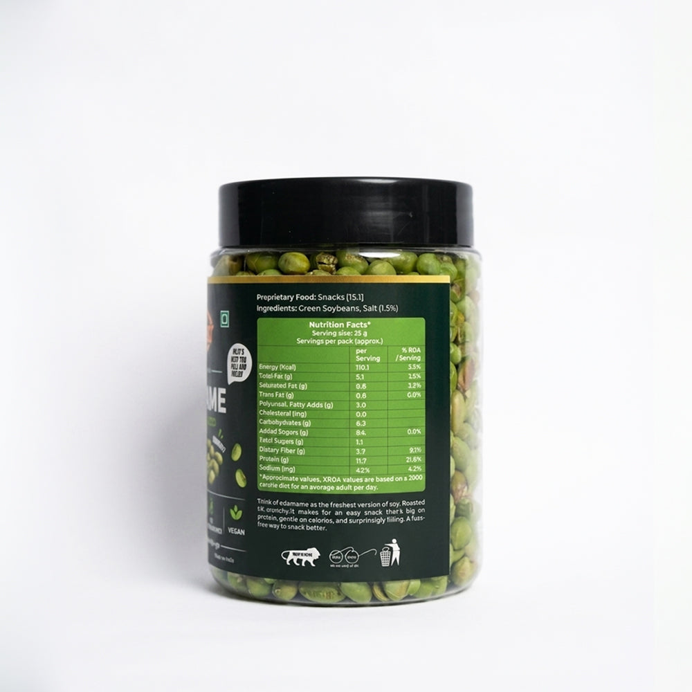 Roasted Salted Edamame, 150g (46% Protein, 14% Fiber, Lightly Salted Young Green Soybeans, Highest Plant Protein Supersnack)