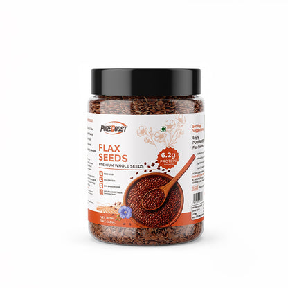 Pureboost Flax Seeds 250g - Alsi Seeds with Omega-3 | 27g Fibre per 100g | High Fibre Seeds for Heart Health & Daily Nutrition | Perfect for Oats, Smoothies & Seed Cycling