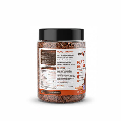 Pureboost Flax Seeds 250g - Alsi Seeds with Omega-3 | 27g Fibre per 100g | High Fibre Seeds for Heart Health & Daily Nutrition | Perfect for Oats, Smoothies & Seed Cycling