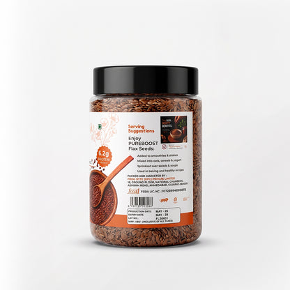 Pureboost Flax Seeds 250g - Alsi Seeds with Omega-3 | 27g Fibre per 100g | High Fibre Seeds for Heart Health & Daily Nutrition | Perfect for Oats, Smoothies & Seed Cycling