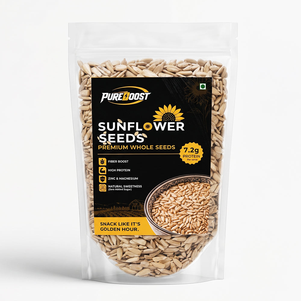 Pureboost Sunflower Seeds 500g - Healthy Snack | Raw Seeds for Eating | Fibre Rich Seeds