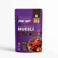 High Protein Muesli Dark Chocolate 75g, 24g Protein, High Fibre, Trans Fat Free with Brown Sugar, Real Fruits, Muesli for Breakfast Food, Muselies Fruit Nuts and Seeds 75g (Pack Of 1))
