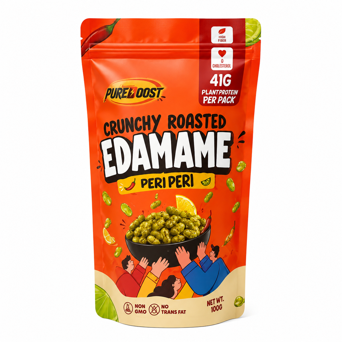 Pureboost Peri Peri Edamame, 100 g pack