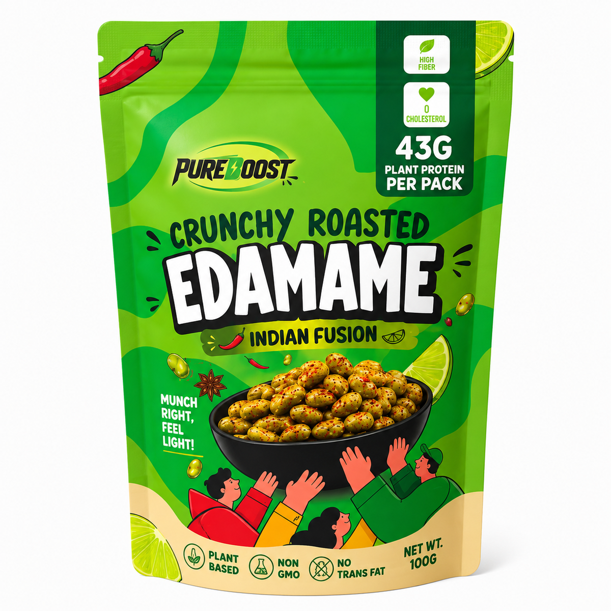Pureboost Indian Fusion Edamame, 100 g pack