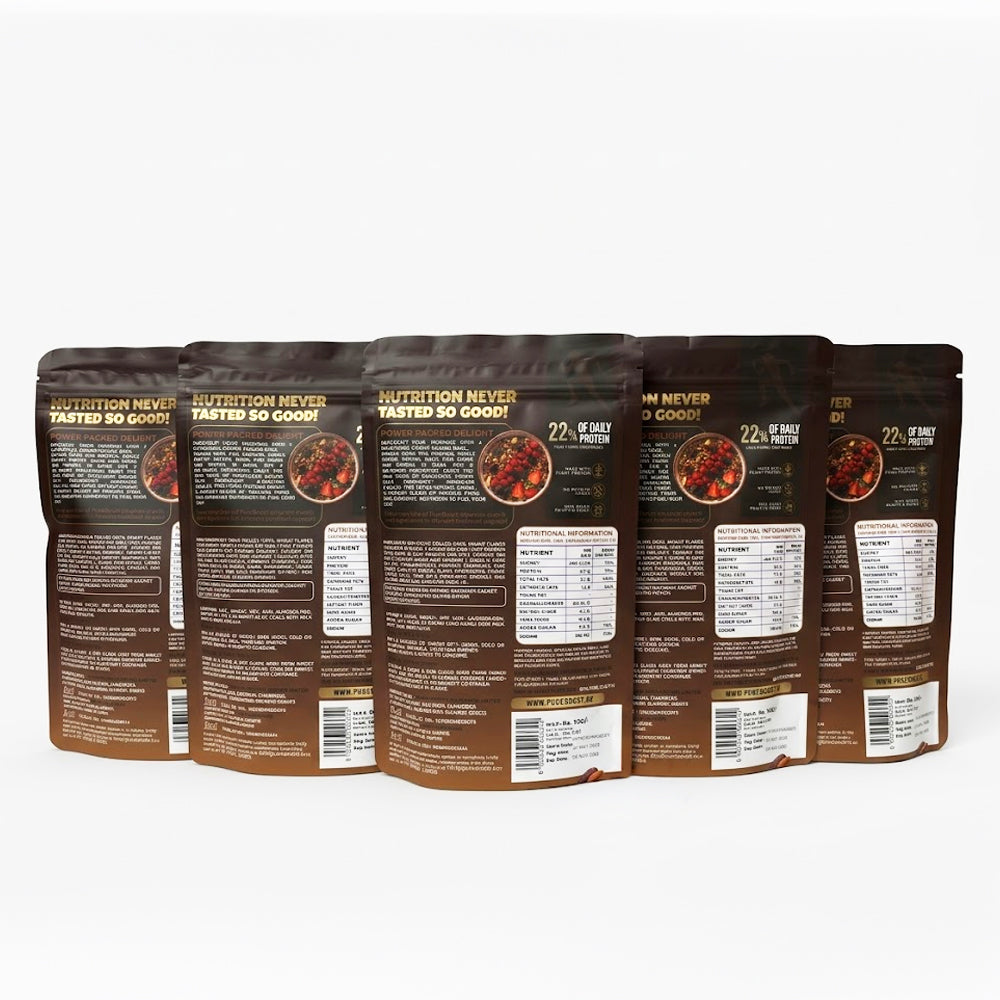 High Protein Muesli Mocha 75g, 24g Protein, High Fibre, Trans Fat Free with Brown Sugar, Real Fruits, Muesli for Breakfast Food, Muselies Fruit Nuts and Seeds 75g (Pack Of 5)