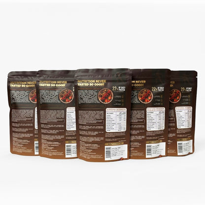 High Protein Muesli Mocha 75g, 24g Protein, High Fibre, Trans Fat Free with Brown Sugar, Real Fruits, Muesli for Breakfast Food, Muselies Fruit Nuts and Seeds 75g (Pack Of 5)
