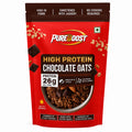 Pureboost 26g High Protein Oats 75g, Dark Chocolate, No Refined Sugar, with Almonds, Raisins, Pumpkin & Chia Seeds, 9.6g Fibre, Rolled Oats for Weight Loss, Breakfast Cereals | Gluten Free