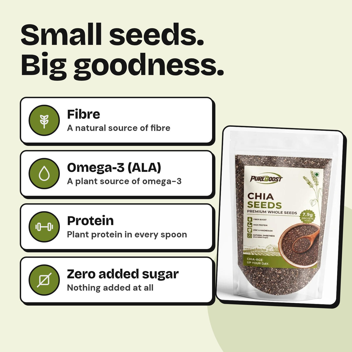 What is naturally in Pureboost Chia Seeds 500 g