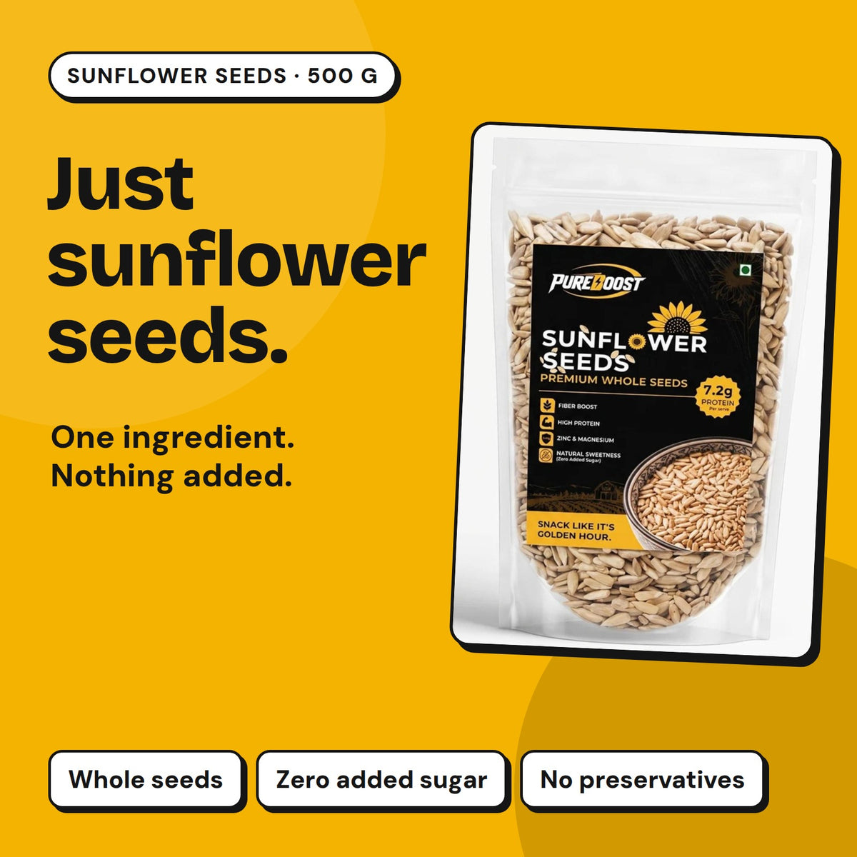 Pureboost Sunflower Seeds 500 g: one ingredient, nothing added